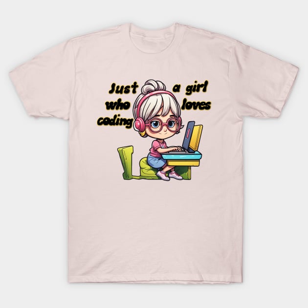 Just a girl who loves coding T-Shirt by JnS Merch Store